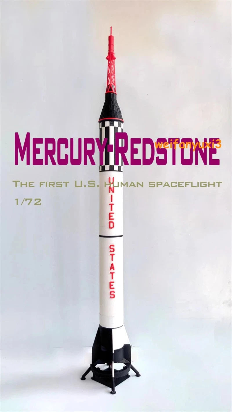 1/72 Scale Mercury-Redstone Carry Rocket Spacecraft Painted Model Toys Gifts 07FC0E-D4 - KOEEK