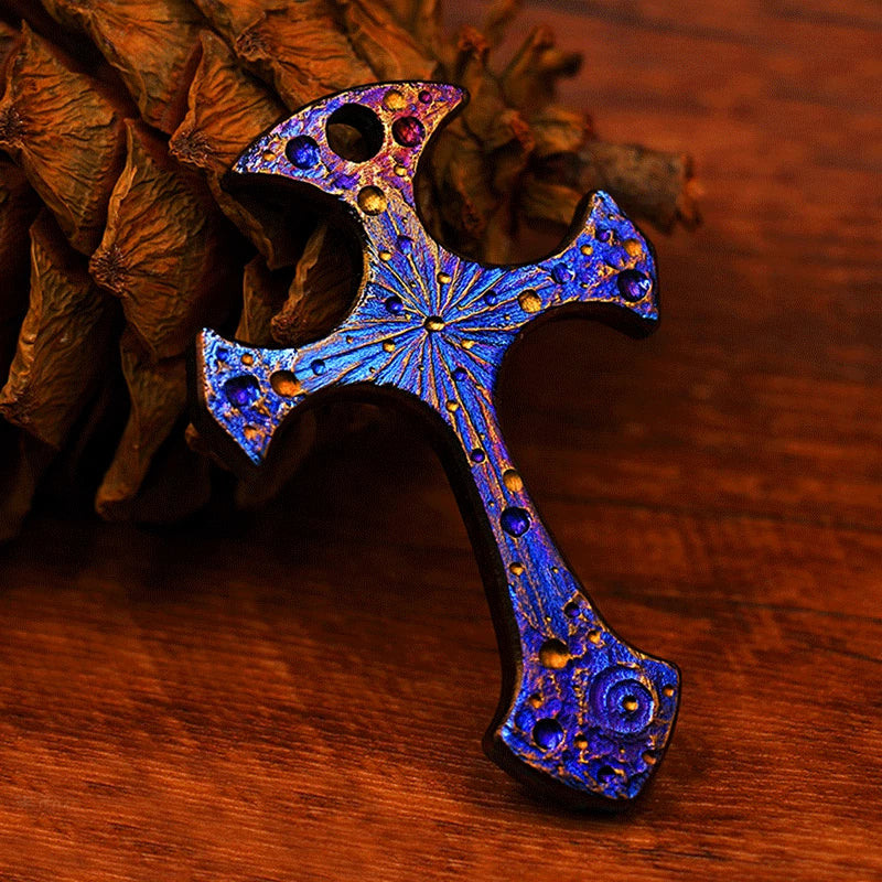 Titanium Alloy Cross Keychain Necklace Men Decorative Friendship Pendant EDC 07FC0E-D4 - KOEEK