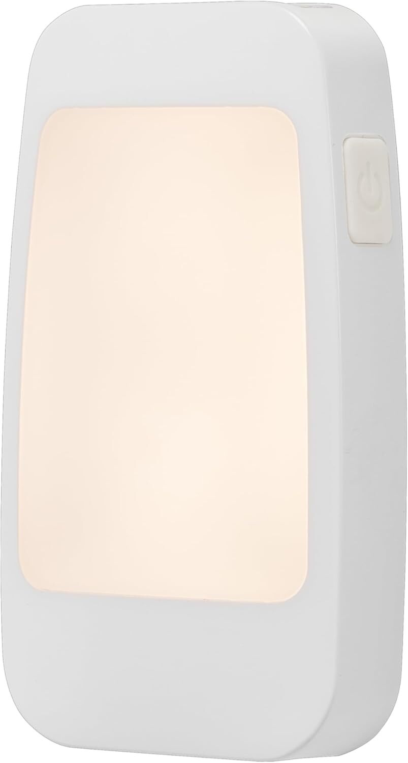new GE 4-in-1 LED Power Failure Night Light, Dusk-to-Dawn 1 Pack, White Square