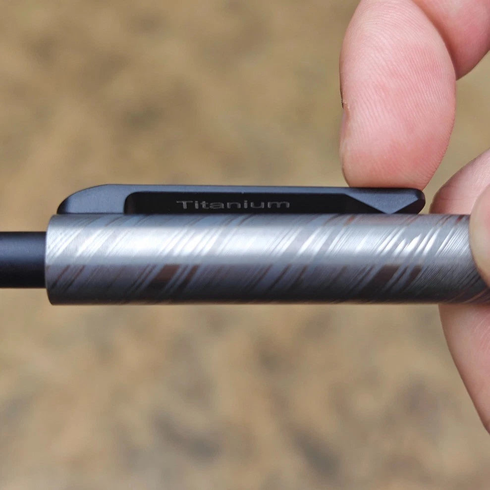 Damascus Steel EDC Pen - Tactical Writer w/ Glass Breaker & Unique Pattern. 07FC0E-D4 - KOEEK