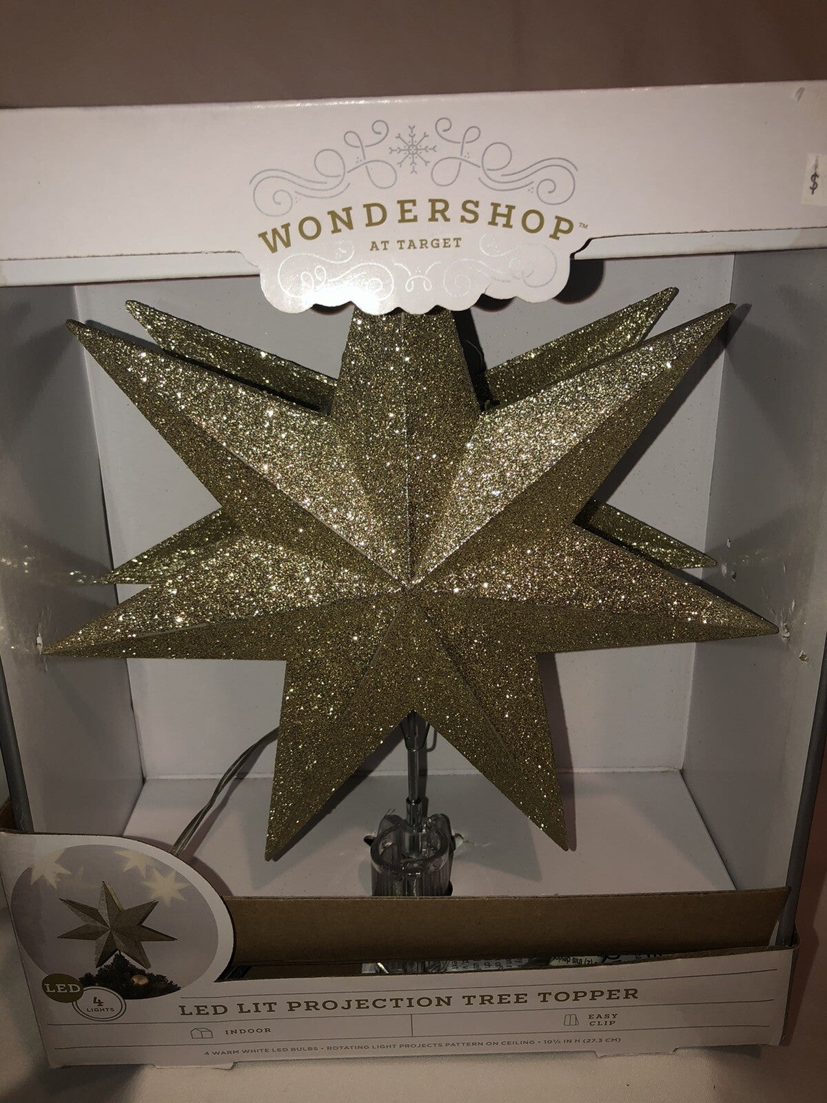 Wondershop Gold Glitter Star Tree Topper Christmas LED Lit Projection Lights WONDERSHOP - KOEEK