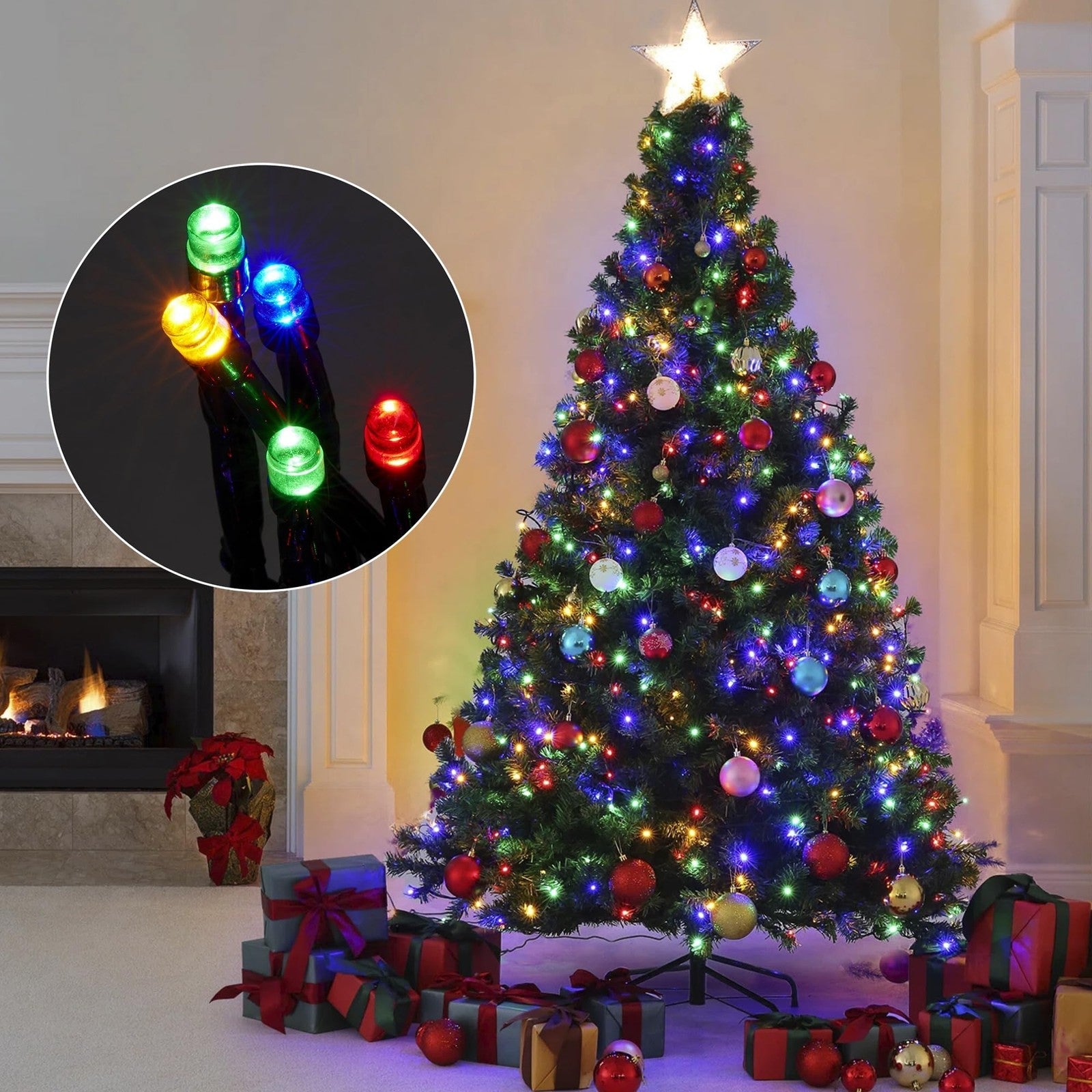 weillsnow 500 LED Multicolor Outdoor Christmas Lights 164Ft Plug in Waterproof 07FC0E-D4 - KOEEK