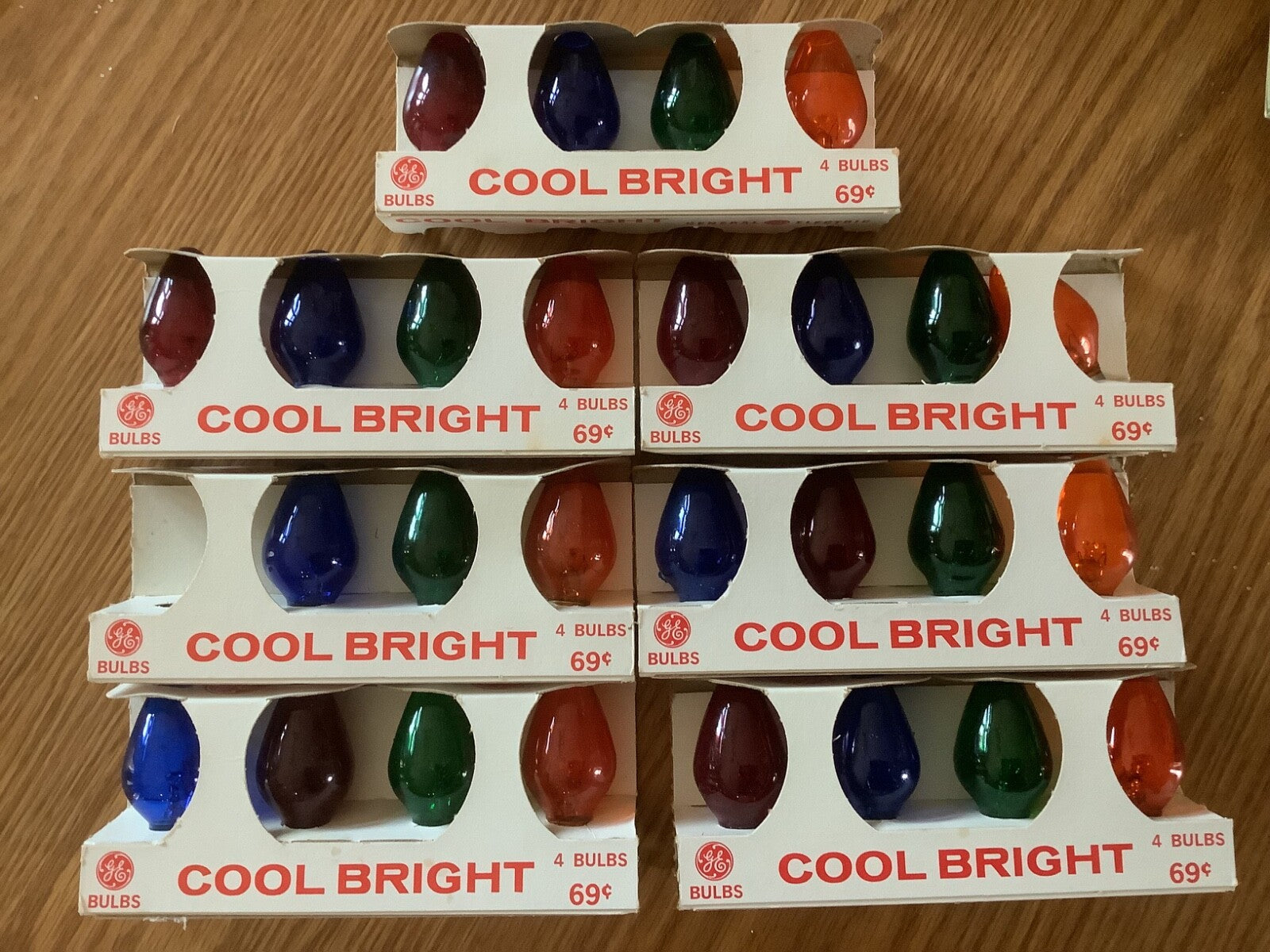 7 Vintage NOS GE Cool Bright C9 Christmas Light Bulbs Red/Orange/Blue/Green GE - KOEEK