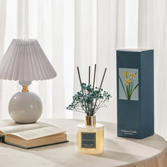 Premium Reed Diffuser Set with Preserved Baby's Breath & Cotton Stick Cashmere 07FC0E-D4 - KOEEK