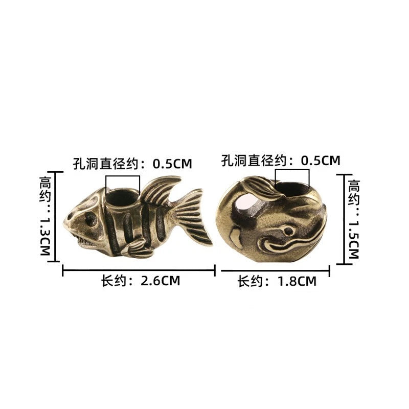 EDC Brass Fish Shape Lanyard Bead Knife Paracord Pendant Keychain DIY Beads Gift 07FC0E-D4 - KOEEK