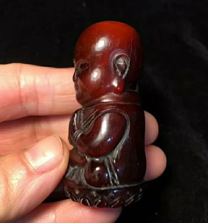 Xizang Yak Horn Carved Tibetan Buddhism Ksitigarbha Jizo Monk Buddha Statue 07FC0E-D4 - KOEEK