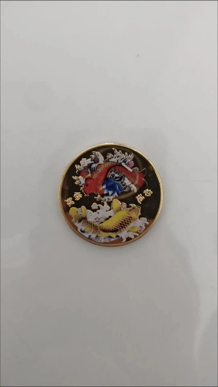 1Pc Feng Shui  Coin Commemorative Chinese Fish Good Luck Gold Medal Metal 07FC0E-D4 - KOEEK