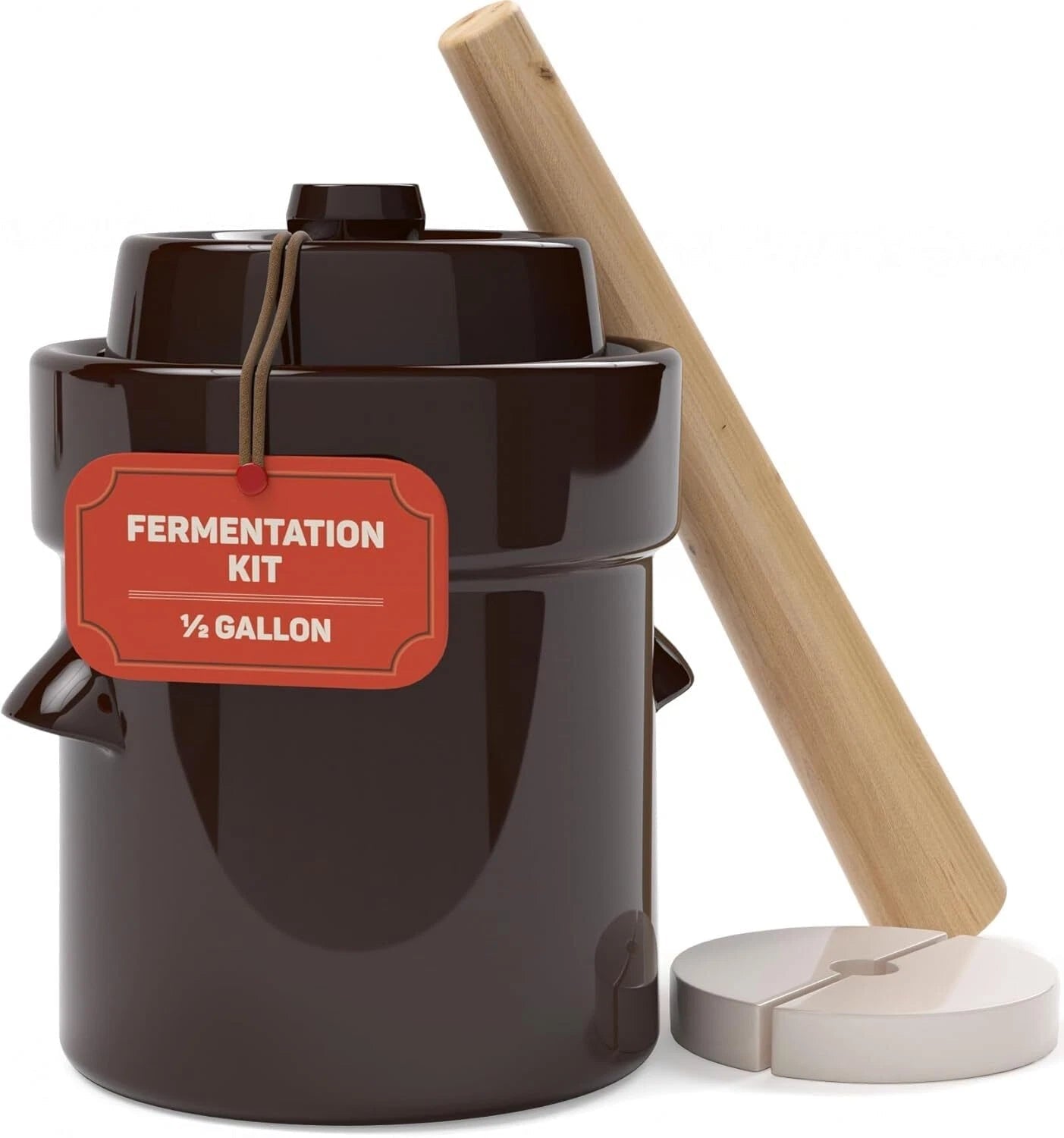 1/2 Gallon Fermented Crock-Pot - Sauerkraut Crock-Pot with Lid and Weights 07FC0E-D4 - KOEEK