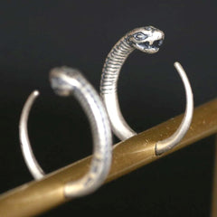 Hot 1 Pair Sterling Silver Snake Hook Stud Earrings for Biker Women Men 07FC0E-D4 - KOEEK