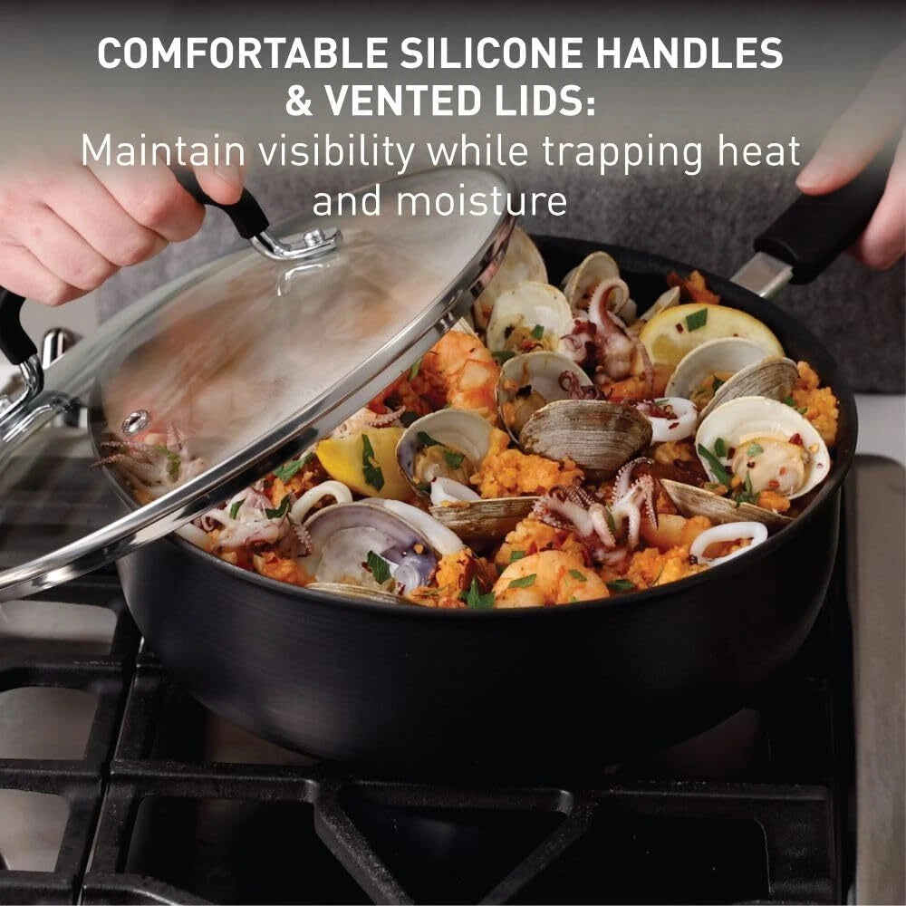 Hard Anodized Non-Stick Skillet with Lid, 10-Inch, Multi-Purpose Skillet 07FC0E-D4 - KOEEK