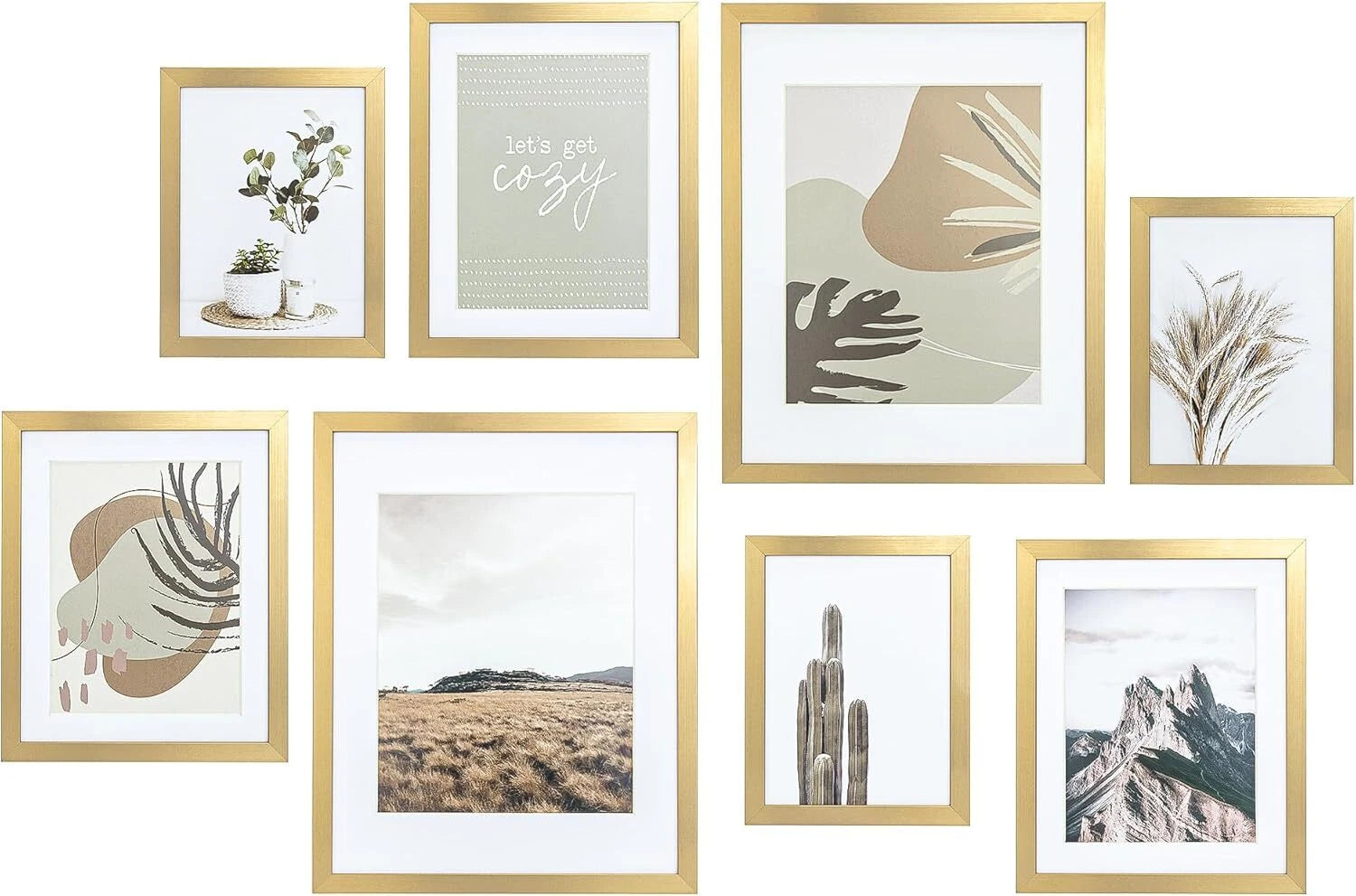 8 Pack Modern Gallery Wall Frame Set, Gold Photo Frame Collage Wall Decoration 07FC0E-D4 - KOEEK