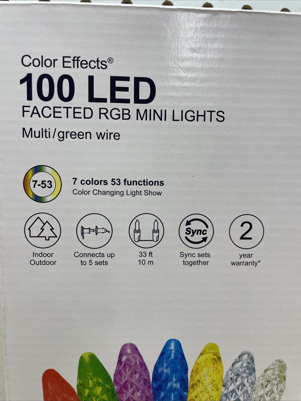 100 GE Color Effects Diamond Faceted RGB Mini LED Lights w/Remote - 5270942 GE - KOEEK