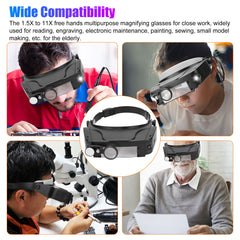 LED Jeweler Head Headband Magnifier Illuminated Visor Magnifying Glasses 3 Lens koeek - KOEEK