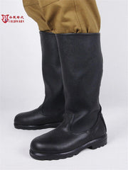 Russia Soviet Army Military Soldiers Vintage Combat Long Boots Black Leather 07FC0E-D4 - KOEEK