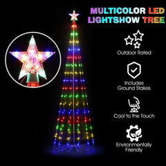 7.5ft LED Outdoor Christmas Cone Tree w/Lights 8 Modes for Xmas Yard Porch Decor 07FC0E-D4 - KOEEK