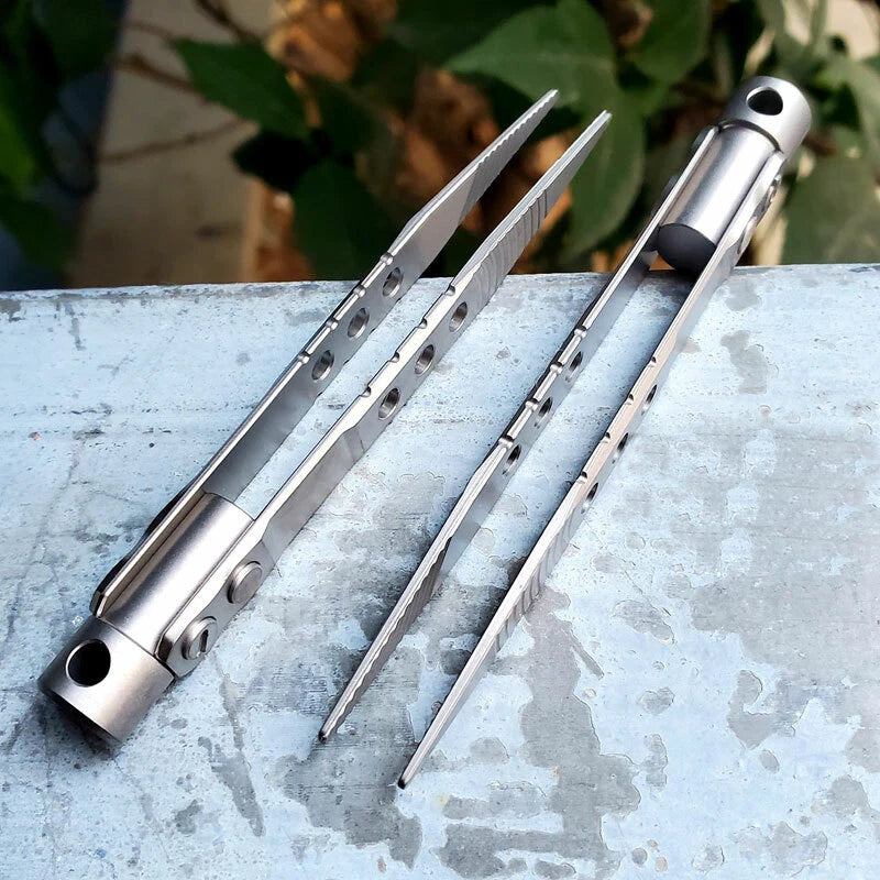 Titanium Alloy Tweezers Anti-static Corrosion Resistance Pocket Clamp EDC Tool 07FC0E-D4 - KOEEK
