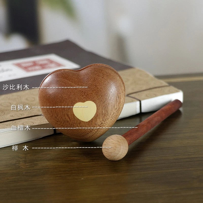 5.3x5.9x3.8cm Wooden Heart Mokugyo Desk Decor Meditation Percussion Ornament 07FC0E-D4 - KOEEK