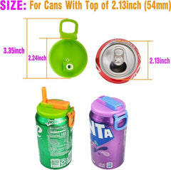 6 pack 6 color Soda Can Lids Straws, Reusable Silicone Straws Soda Can Covers 07FC0E-D4 - KOEEK