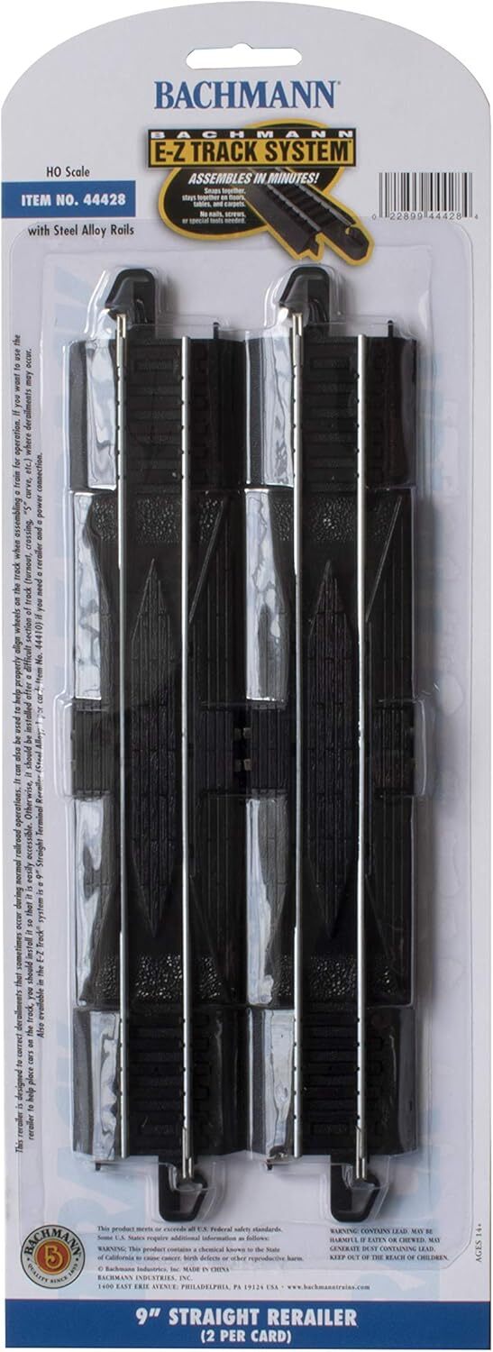new Bachmann Trains - Snap-Fit E-Z TRACK 9” STRAIGHT RERAILER (2/card) - STEEL...