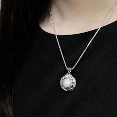 Rattan Pattern Hollow Openable Box Pendant Inlaid Vintage Necklace 07FC0E-D4 - KOEEK