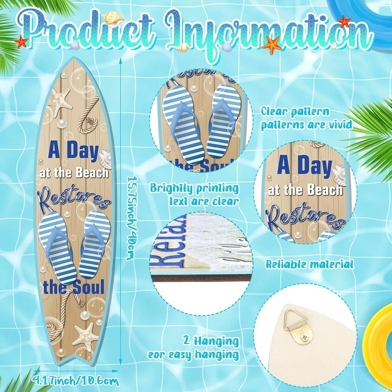 4 Surfboard Wall Decorations Surfboard Wall Hanging Decorative Plaque 07FC0E-D4 - KOEEK