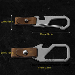 Titanium Alloy + Leather Keychain with Bottle Opener Car Key Pendant EDC Tool 07FC0E-D4 - KOEEK