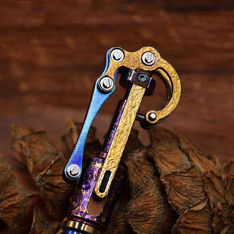Titanium Meteorite Pattern Mechanical Signature Pen Tactical Ballpint Pen EDC 07FC0E-D4 - KOEEK