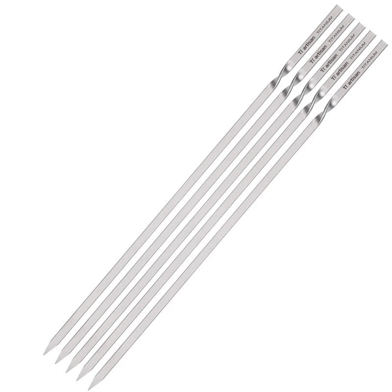 5pcs Barbecue Skewer titanium Flat Grilling Skewers BBQ Needle Stick Barbecue 07FC0E-D4 - KOEEK