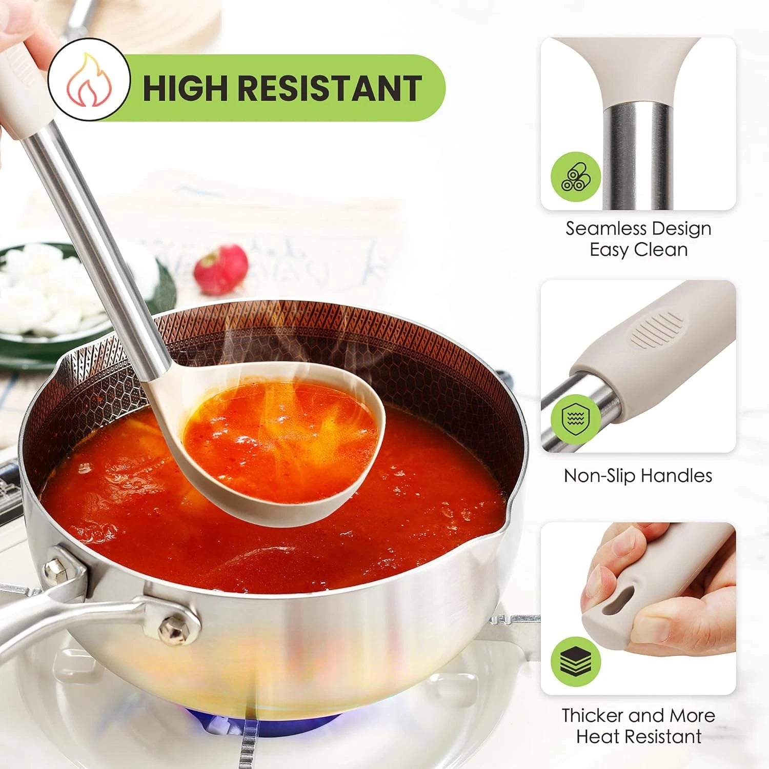 Large Cooking Utensils Set, 35 Pcs Kitchen Utensils Set with Holder, 07FC0E-D4 - KOEEK