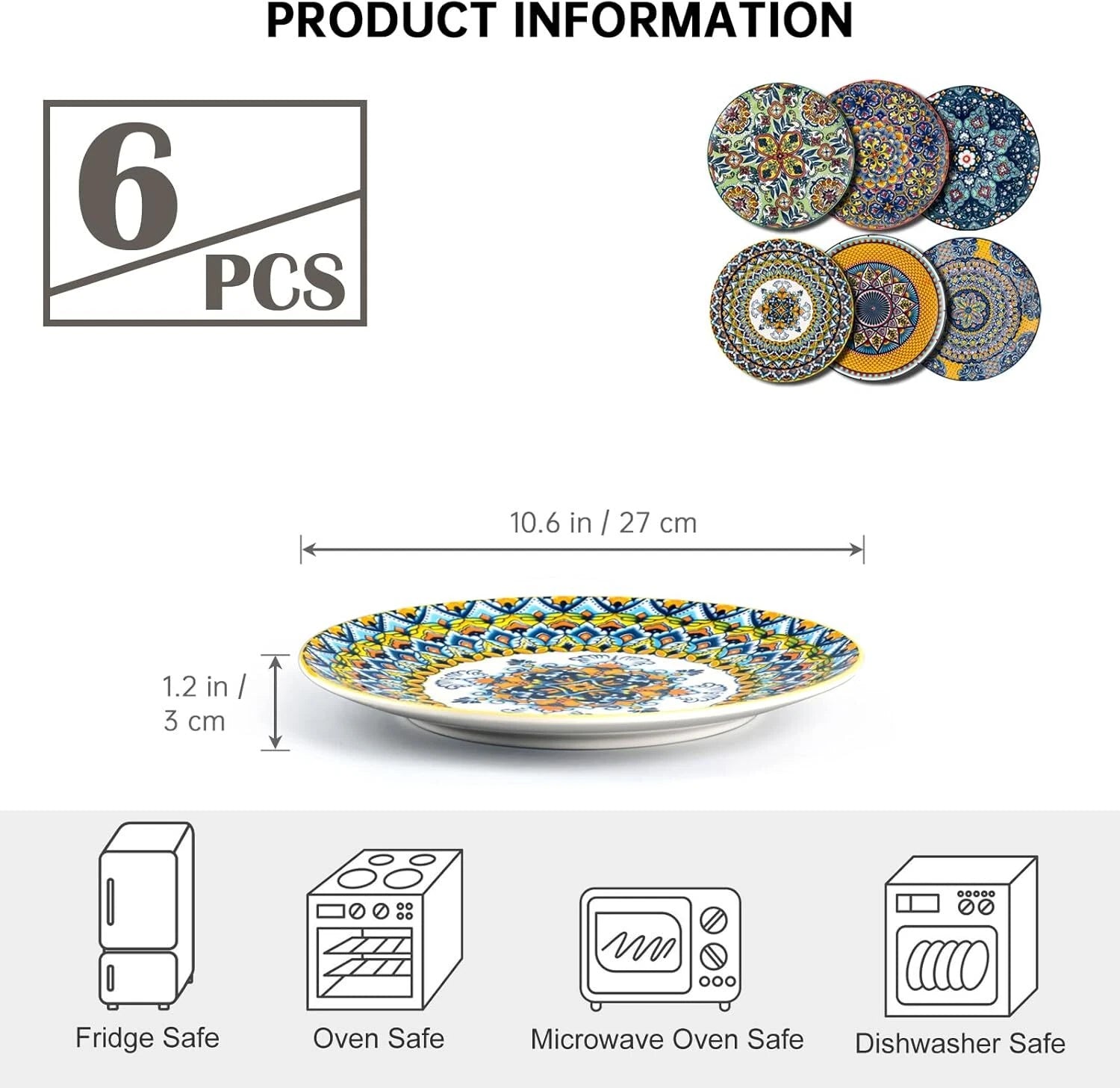 Dinner Plate Set, Ceramic Colorful Dinner Plates for Kitchen and Dining Room 07FC0E-D4 - KOEEK