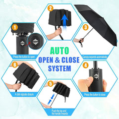 new GAOYAING 46 Inch Large Automatic Travel Umbrella, 12 Ribs Windproof Black GAOYAING - KOEEK