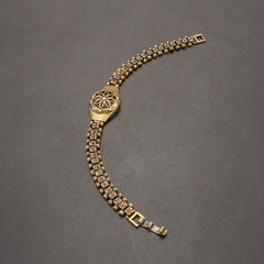 Floral Watch Chain Brass Bangle Men Women Vintage Copper Jewelry Bracelet 07FC0E-D4 - KOEEK