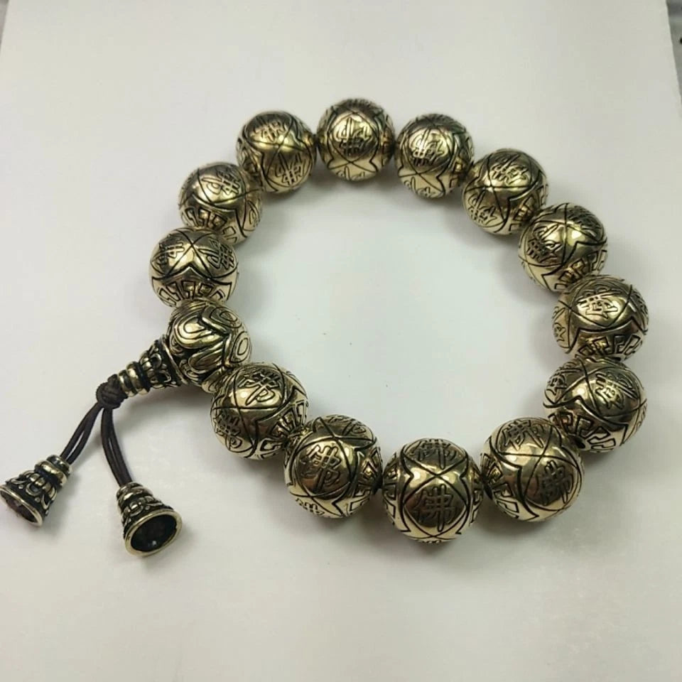 Brass Vintage Men’s Bead Bracelet Art Handcrafted Jewelry 07FC0E-D4 - KOEEK