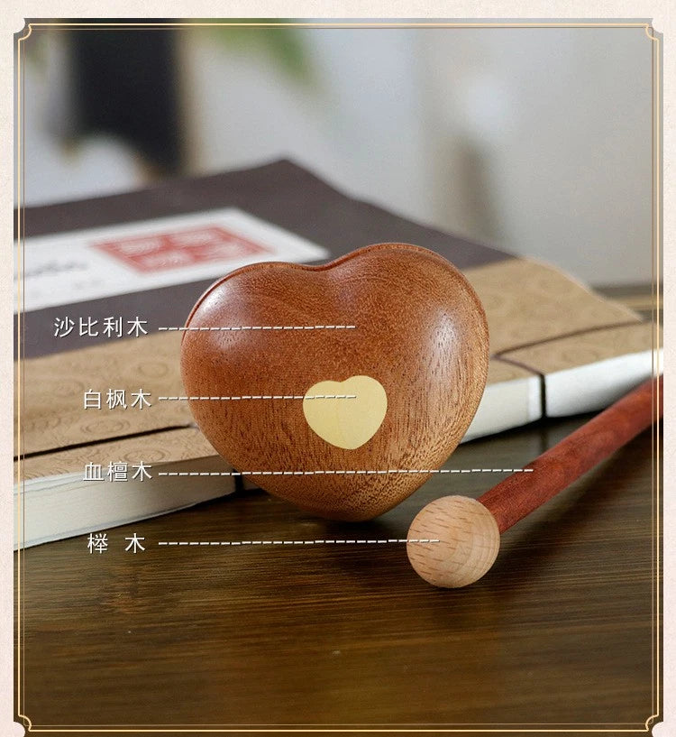 5.3x5.9x3.8cm Wooden Heart Mokugyo Desk Decor Meditation Percussion Ornament 07FC0E-D4 - KOEEK