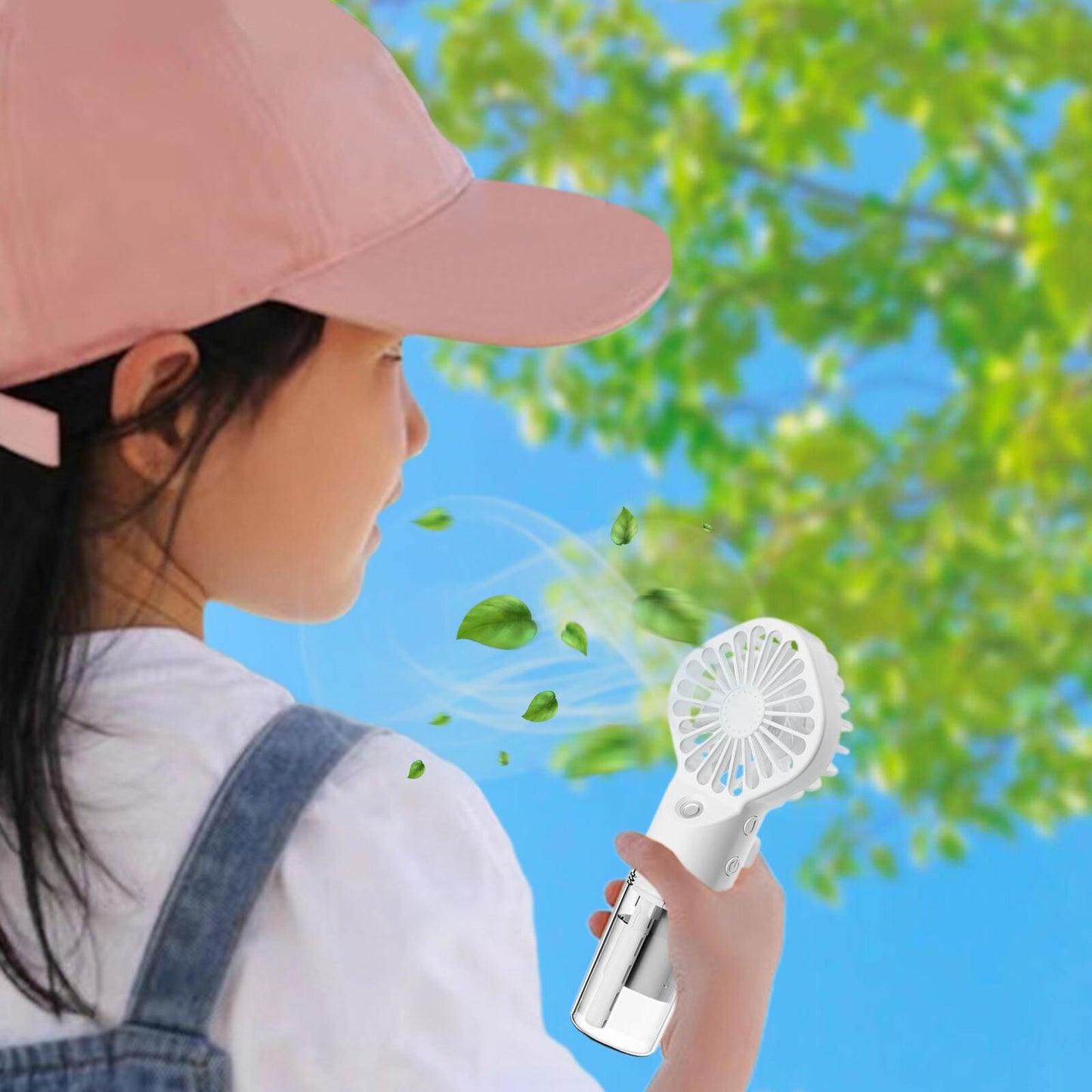 new Portable Fan With Mist USB Rechargeable Fan Mister Portable Outdoor With 4 Speed koeek - KOEEK