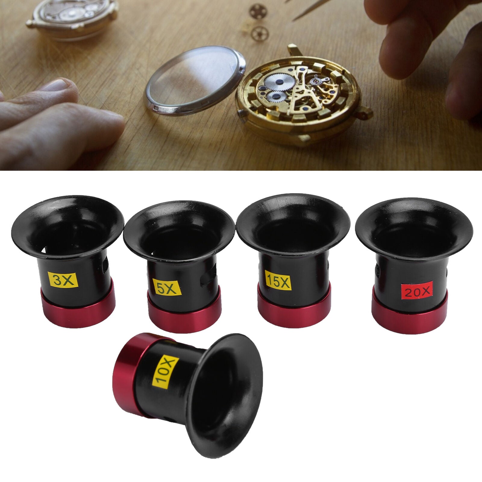 new 5Pcs Magnifying Loupe Loop Set Jewellery Lens Eye Glass Watch Repair Magnifier koeek - KOEEK