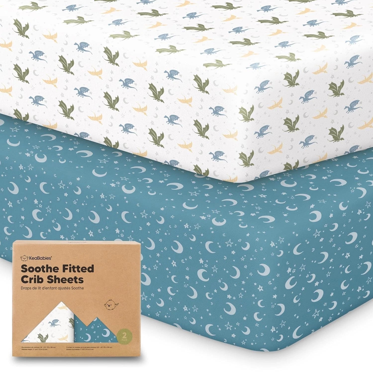 2-piece organic crib sheet set (for boys and girls) - 52x28 inches 07FC0E-D4 - KOEEK