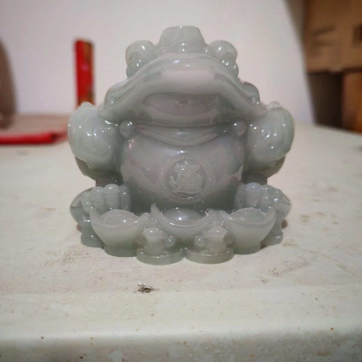 Money Frog Tea Pet Desktop Home Decoration Jade Three Legged Toad Statue 07FC0E-D4 - KOEEK