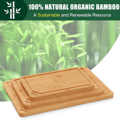 Organic Bamboo Cutting Board Set (for kitchen use), 3 pieces 07FC0E-D4 - KOEEK
