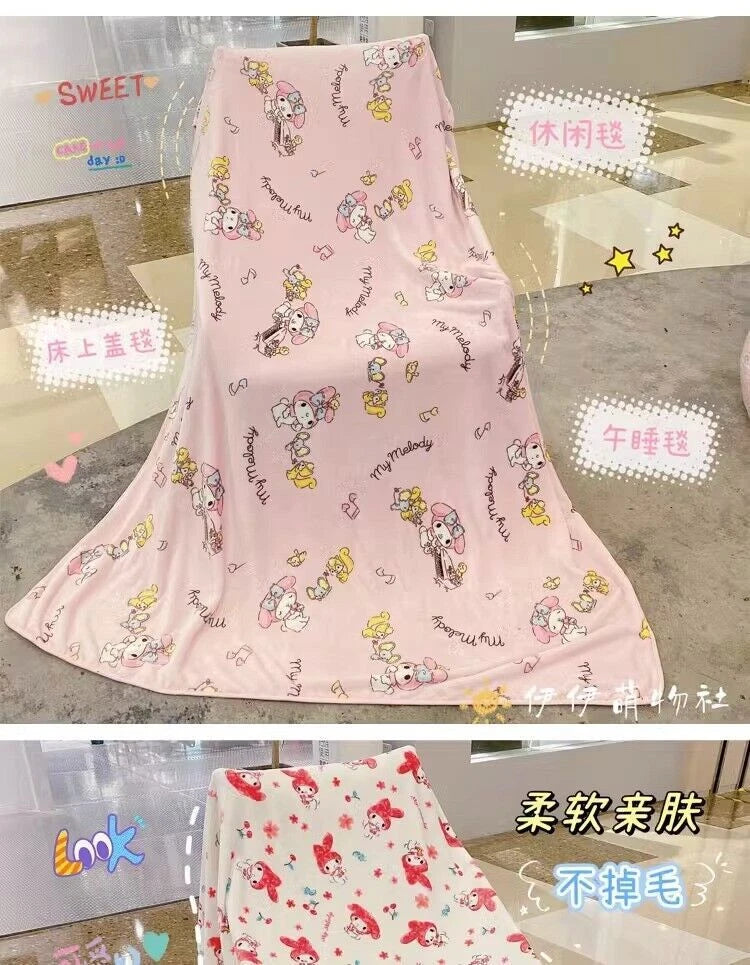 Cartoon My Melody Flannel Plush Blanket Throw Bedsheet Dormitory Bed Sofa Rug 07FC0E-D4 - KOEEK