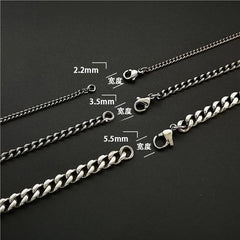 Pure Titanium Anti-allergy Necklace 2.2mm 3.5mm 5.5mm Curb Chain 22'' 24'' 26'' 07FC0E-D4 - KOEEK