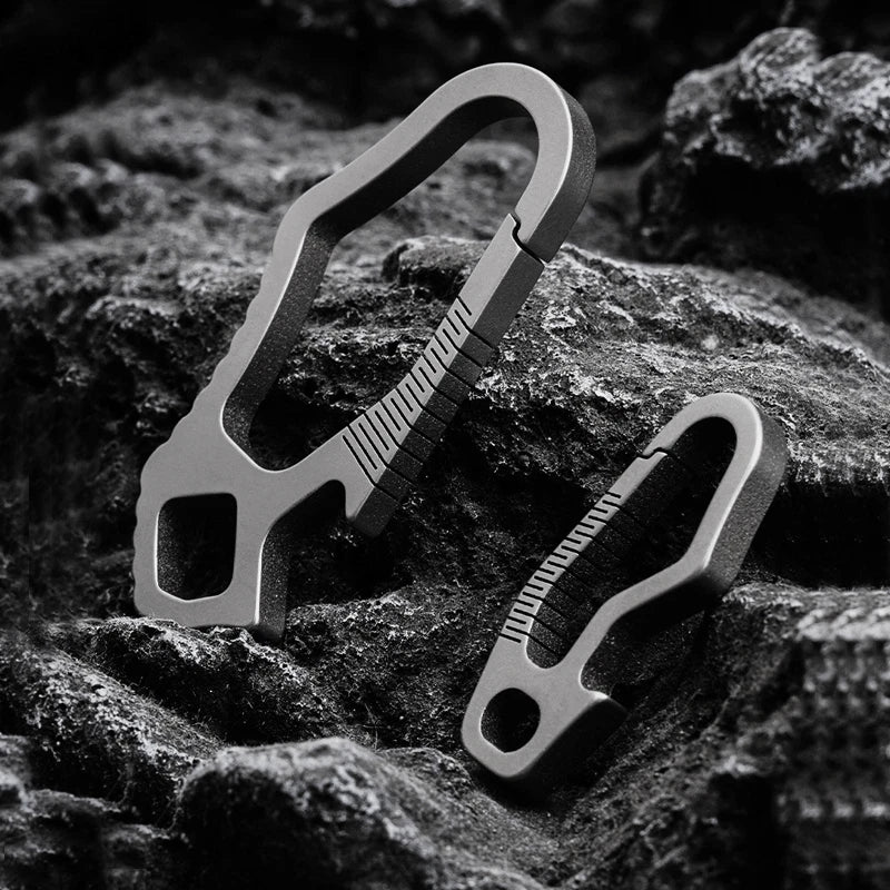 EDC Titanium CNC Belt Keychain Carabiner Strong Spring with Bottle Opener 07FC0E-D4 - KOEEK