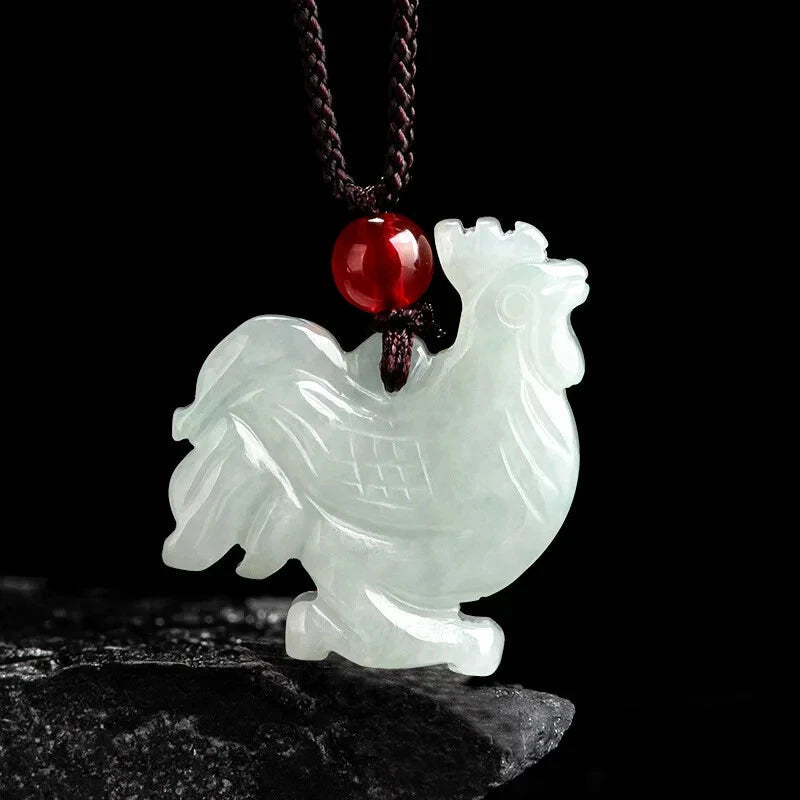 Natural Jade Pendant Zodiac Chicken Pendant Stone Necklace Jade Pendant Necklace 07FC0E-D4 - KOEEK