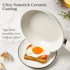 Ceramic Frying Pan Set with Lid , Induction Omelette Frying Pan Set 07FC0E-D4 - KOEEK