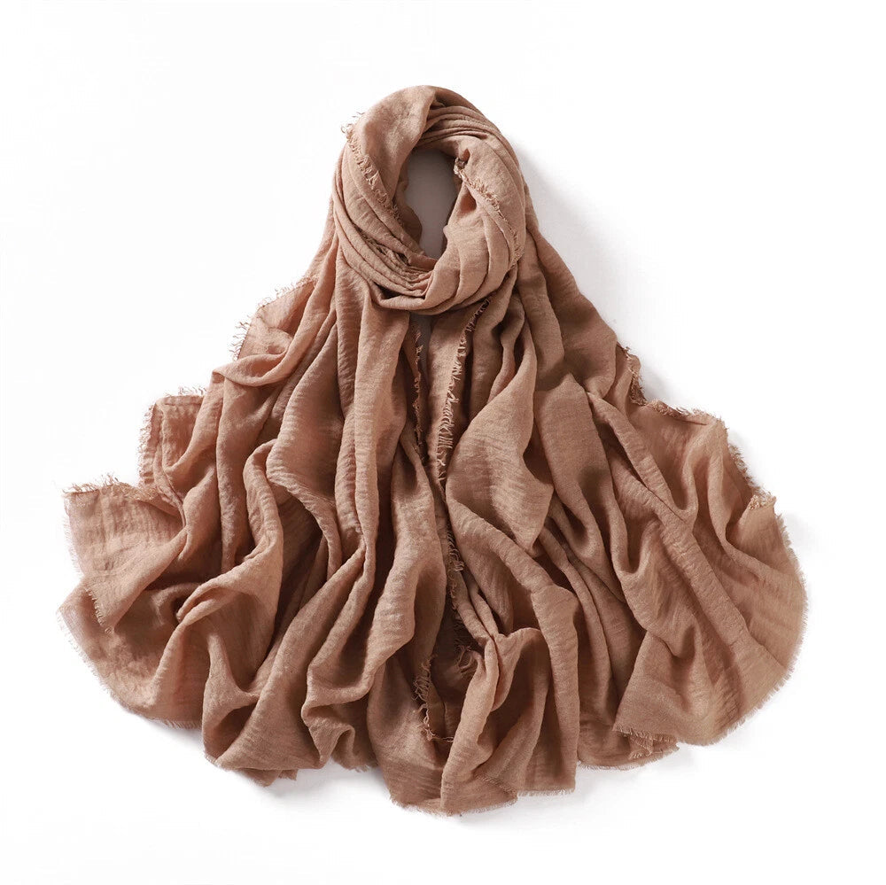 Women's Hijabs Scarf Solid Cotton Blend Breathable Muslim Scarf Shawls and Wraps 07FC0E-D4 - KOEEK