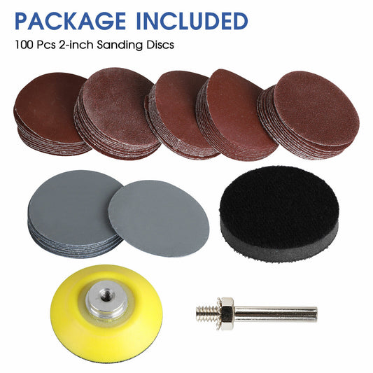 100pcs 2Inch 80-3000 Grit Mixed Sander Sanding Discs Pads Hook & Loop Sandpaper koeek - KOEEK