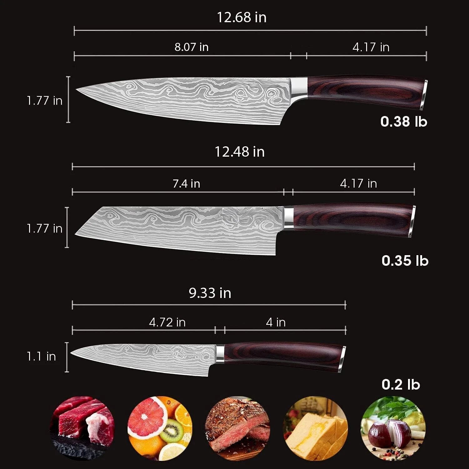 Professional Kitchen Knives High Carbon Stainless Steel Chef's Knife Set 07FC0E-D4 - KOEEK