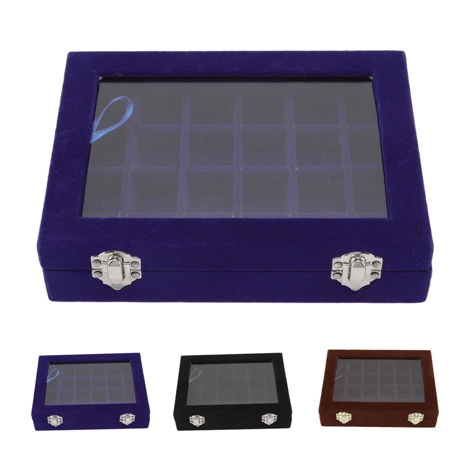 Velvet Jewelry Tray Earrings Ring Storage Box Display Box jewelry organizer box 07FC0E-D4 - KOEEK