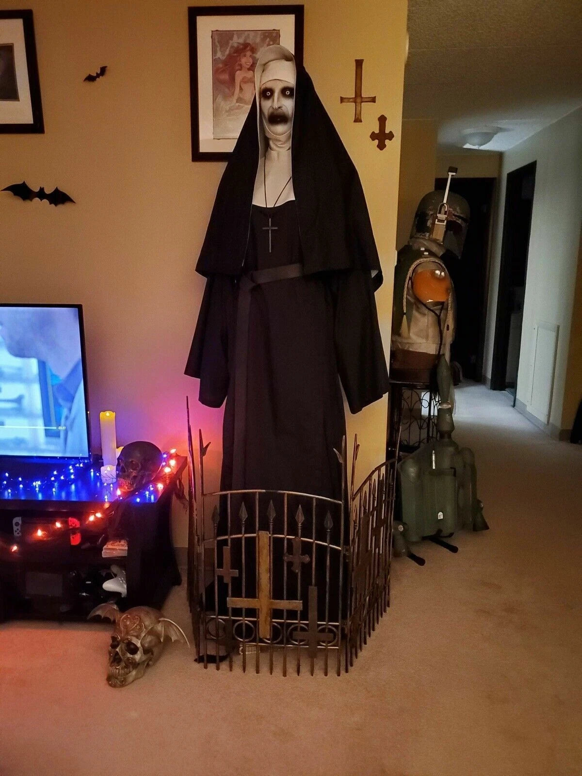 The Nun Valak Costume The Conjuring 2 Halloween Cosplay Fancy  Black White Dress 07FC0E-D4 - KOEEK
