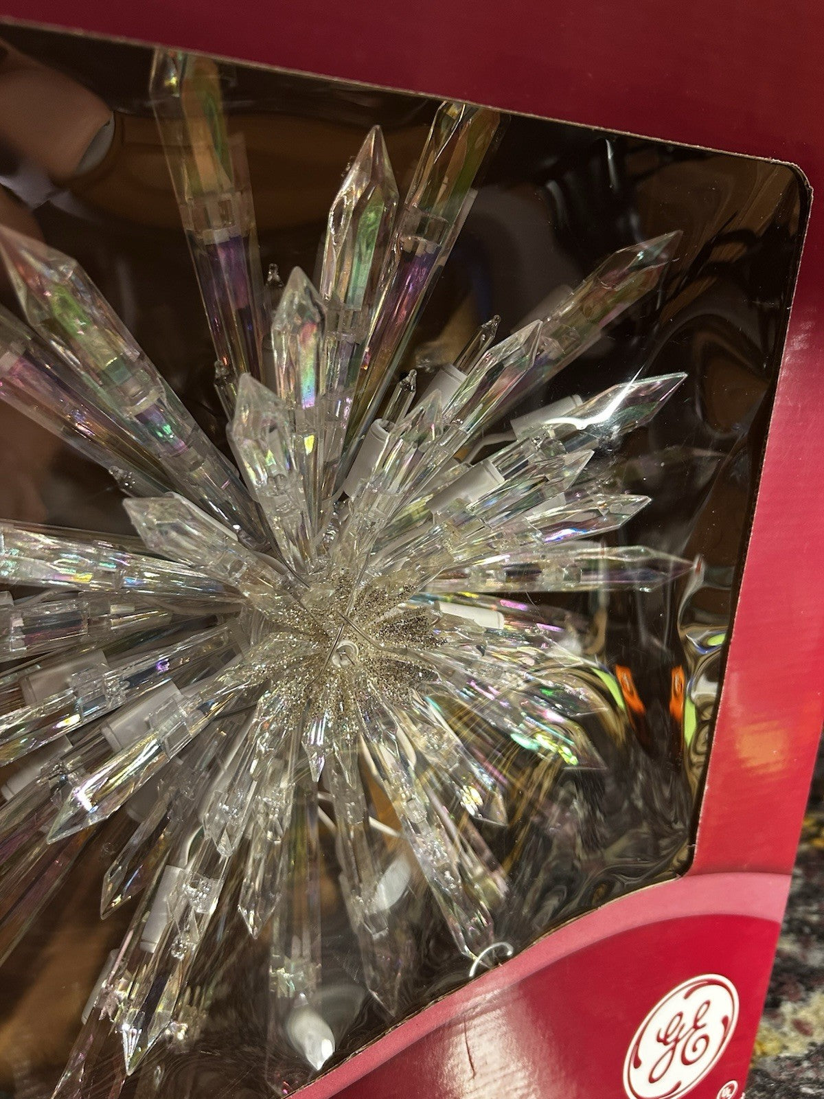 GE 50 Light Large Crystal Style Star Snowflake Christmas Tree Topper Big 14" GE - KOEEK